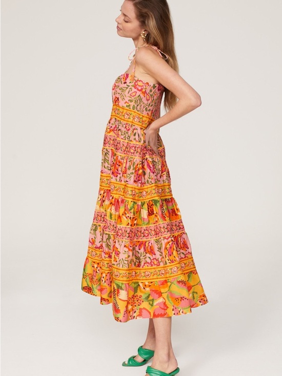 Farm Rio Mixed Fruits Paradise Cotton Midi Dress | Size Small - Picture 14 of 15